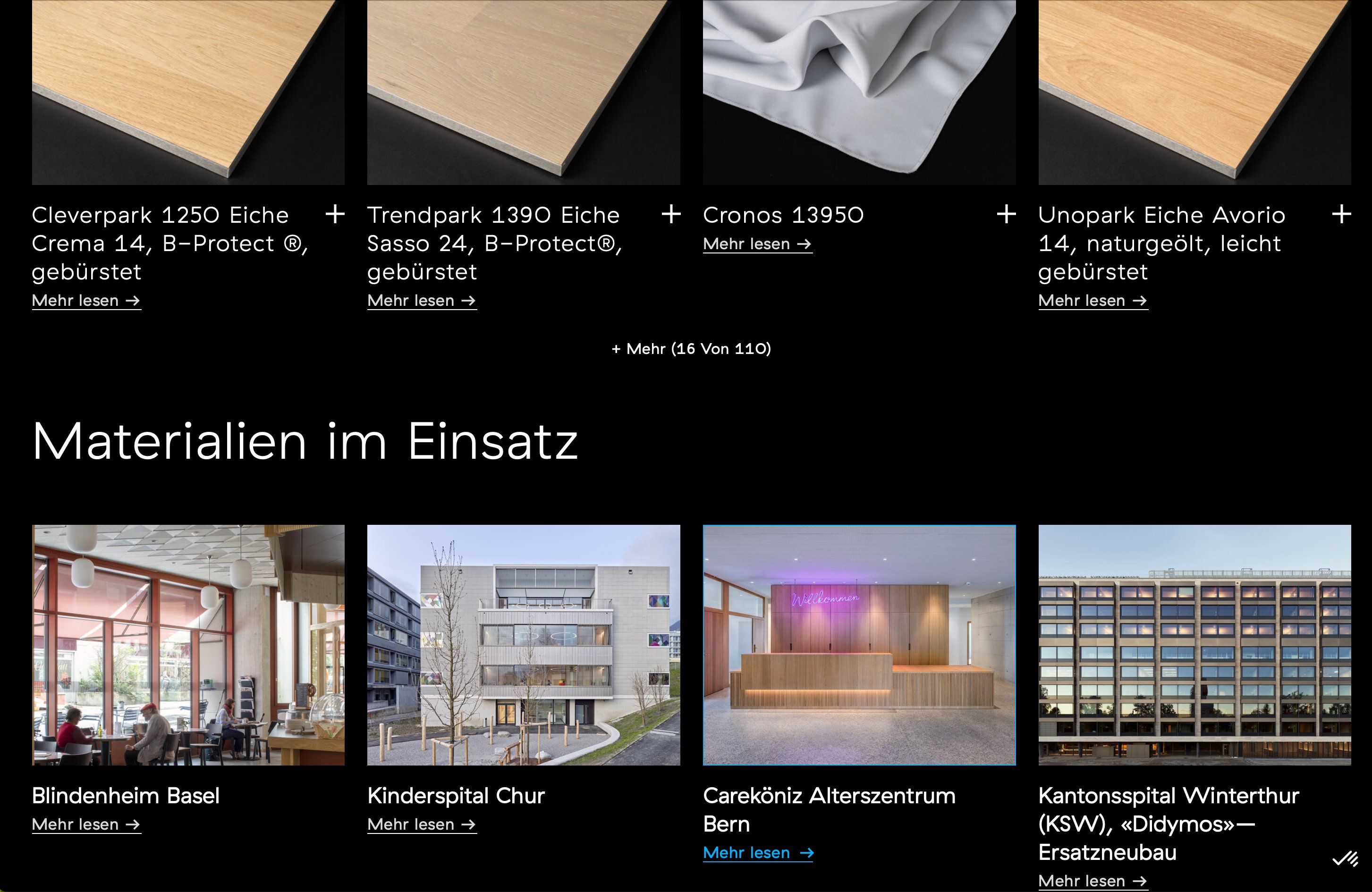 Material-Kollektion — Referenzbauten